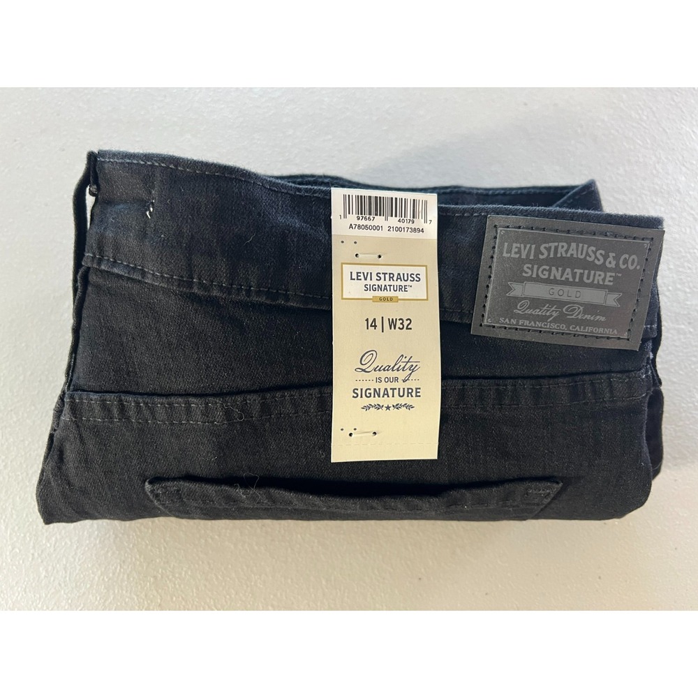 Levi Signature NEW Womens 14 W32 Classic Taper Jeans Black Stretch 36x30 Actual